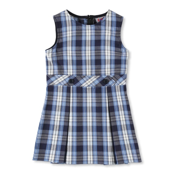 Cookie's Little Girls’ Bib Front Jumper with Kick Pleats (Sizes 2 - 6X) Color: blue/white *plaid #76* Size: 2