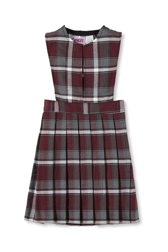 Cookie's Little Girls’ Slit Neck Jumper (Sizes 2 - 6X) Color: burgundy/gray/white *plaid #91* Size: 3