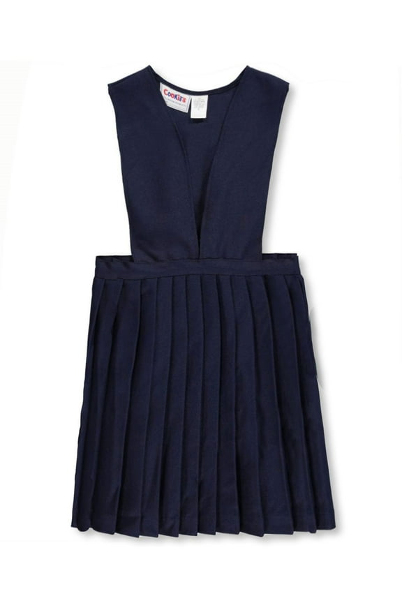 Cookie's V-Neck Pleated Jumper (Special Order Sizes) Color: navy Size: 8