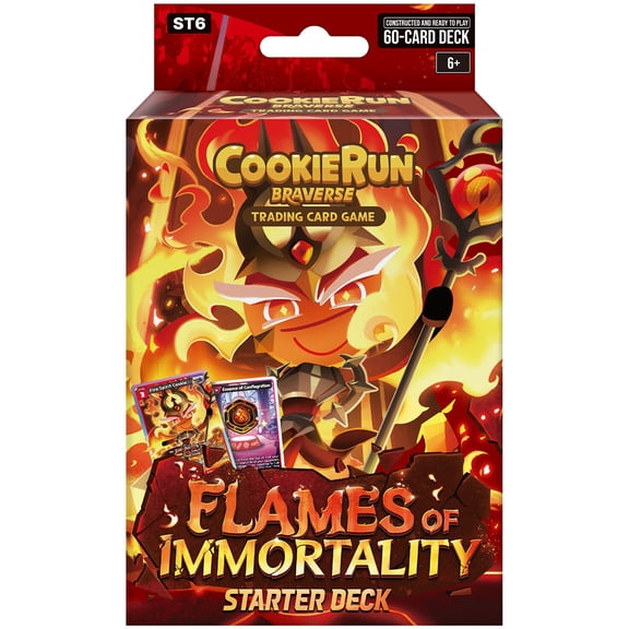 CookieRun TCG: Starter Deck - Flames of Immortality -Red Legendary Cookie Fire Spirit, Ready-To-Play Character Deck, Braverse Trading Card Battle Game