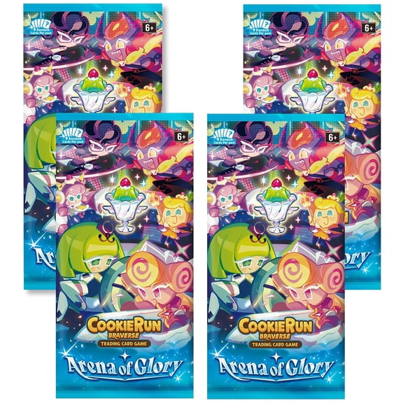 CookieRun: Braverse Trading Card Game - Arena of Glory Booster - 4 Pack Bundle (9 Cards Each) - Deck Building, Strategy Battle TCG, Randomly Assorted