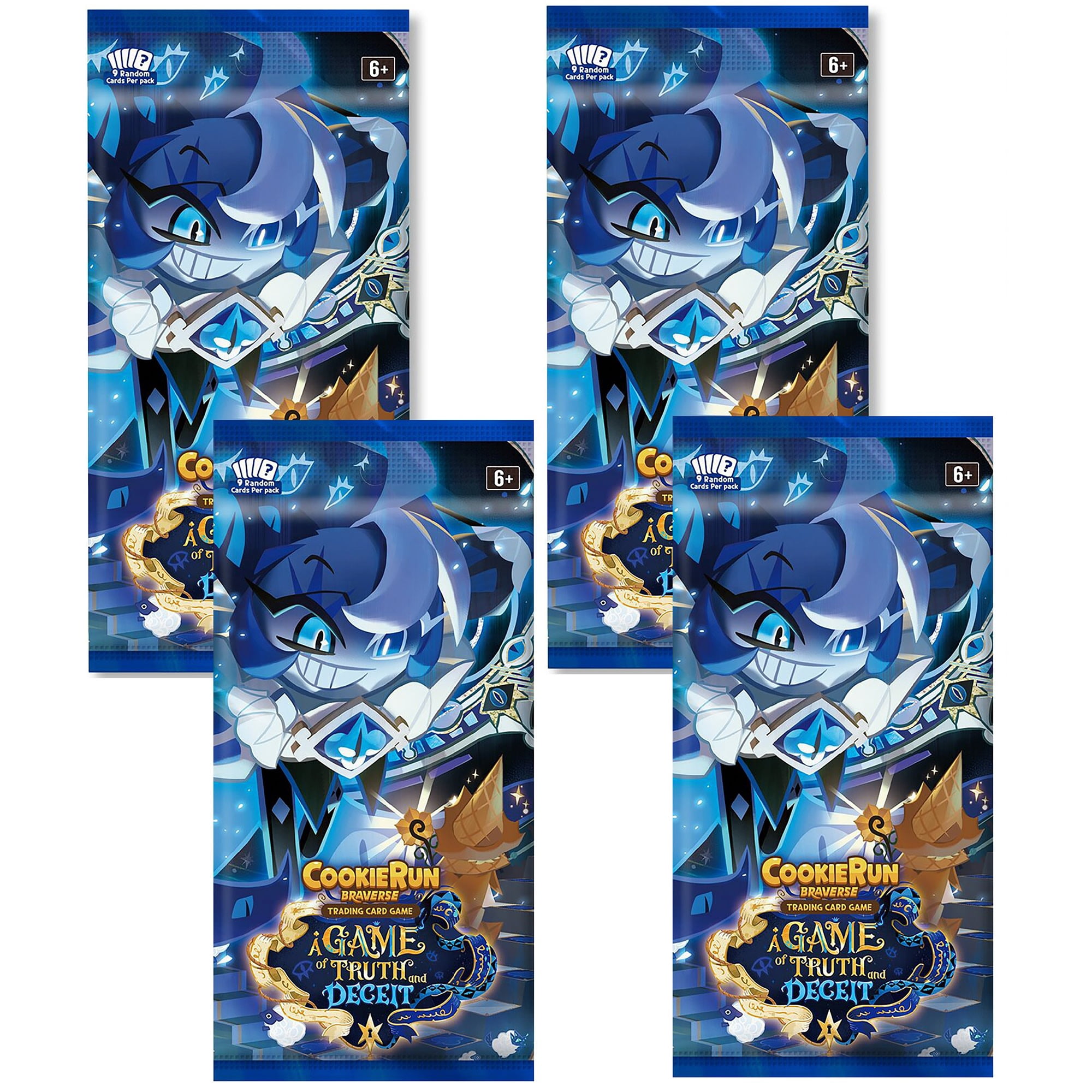 CookieRun TCG: A Game of Truth & Deceit - 4 Booster Pack Bundle - Braverse Trading Card Game, Strategy Play & Battle Deck-Building, Randomly Assorted