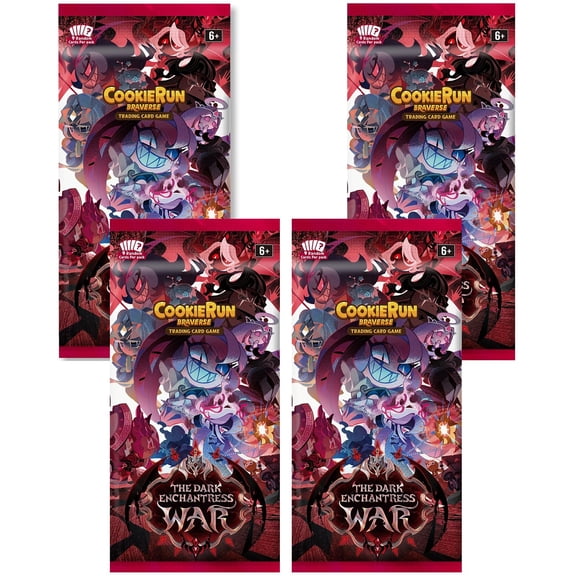 CookieRun TCG: The Dark Enchantress War - 4 Pack Bundle - Braverse Trading Card Game, Set 5, Strategy Play & Battle Deck-Building, Randomly Assorted