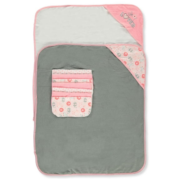 Cookies Baby Elements Baby Girls' 9Piece Hooded 26"x30" Towels & 9"x9" Washcloths Set With Gift Ribbon Packaging