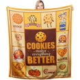 thumbnail image 1 of Cookies Blanket Cute Cartoon Food Theme Throw Blanket Cookies Pattern Flannel Blanket for Kids Teens Adults Boys and Girls 50x60 Inch, 1 of 5