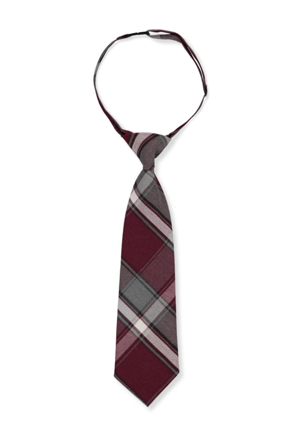 Cookies Boys' Banded Tie Color: burgundy/gray/white *plaid #91* Size: 12"