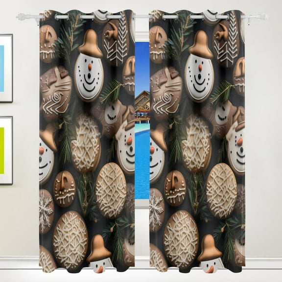 Cookies Chocolates Leaves Black Out Curtains 84 Inch Length for Bedroom Living Room Windows 2 Panels Set