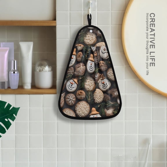 Cookies Chocolates Leaves Hanging Towel Kitchen Hand Towel Bathroom Absorbent Towel Machine Washable Quick Dry Dishcloths