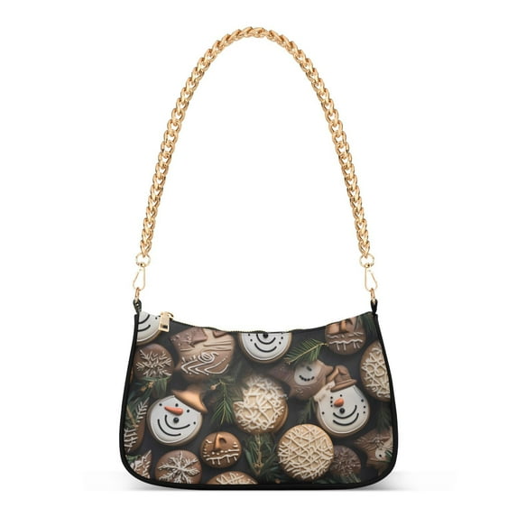 Cookies Chocolates LeavesWomen Small Shoulder Bag Crossbody Tote Hobo Bags Purse Clutch Handbags with Chain Strap for Women