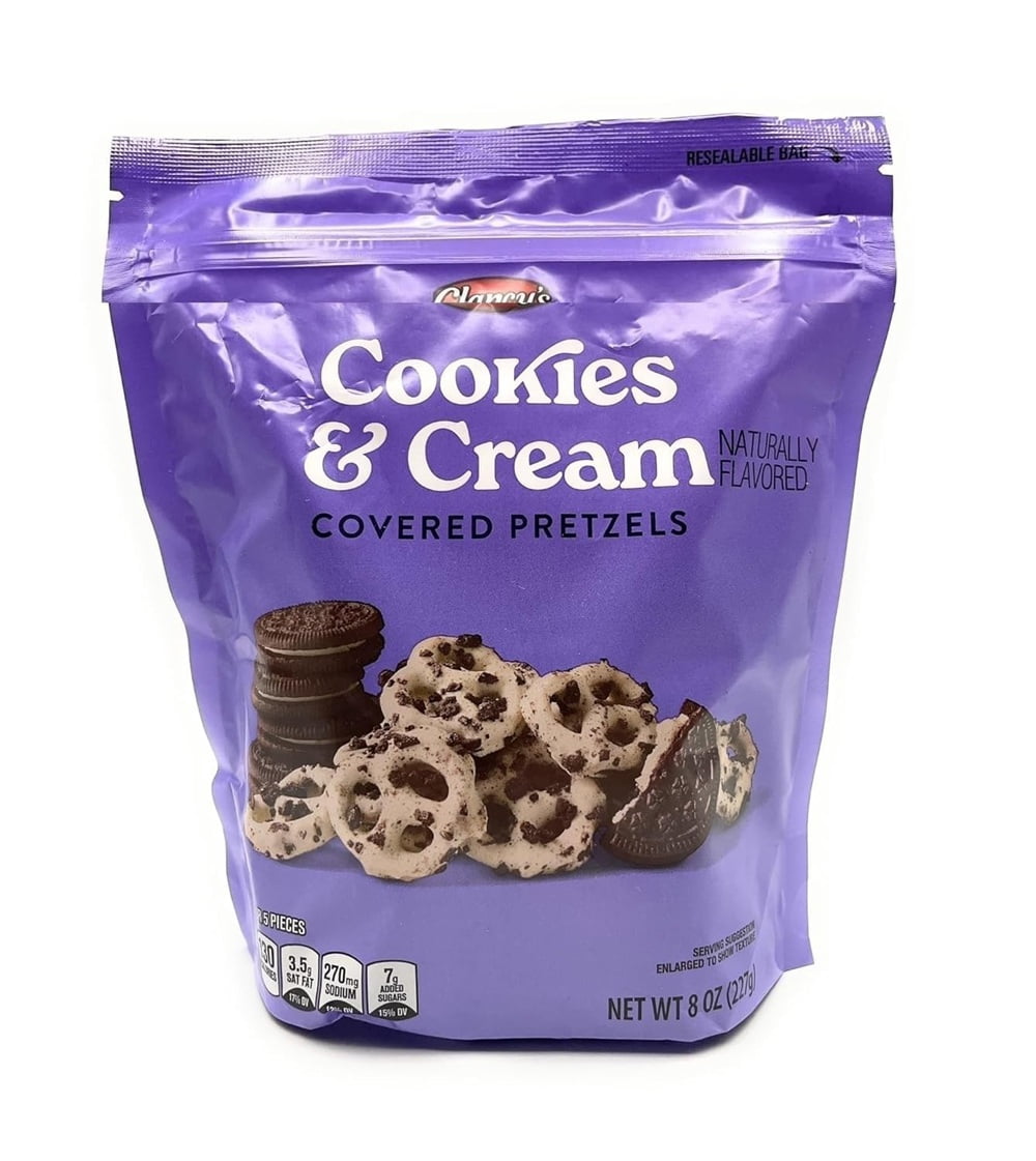 Cookies & Cream Naturally Flavored Covered Pretzels, Clancy's 8oz