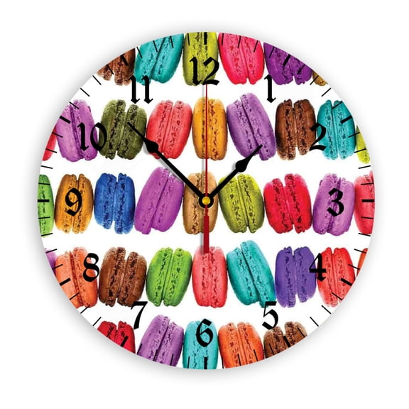 Cookies Flavours Pastry Bakery Wall Clock, Battery Operated, PVC Round Silent Non-Ticking Clock with Clear Numbers for Living Room, Kitchen, Bedroom, Office, School Decor 12inch-30cm