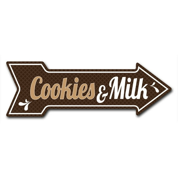 Cookies And Milk Arrow Sign | Indoor/Outdoor | Direction Arrow Sign Funny Home Décor for Garages, Living Rooms, Bedroom, Offices | SignMission personalized gift | 36" Wide