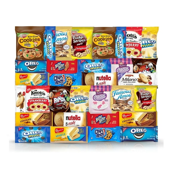 Cookies Variety Pack - Individually Wrapped Assortment, Sampler Bulk Care Package - Cookie Bundle, Office Cookies, 32 Count, Office and Kids Cookies