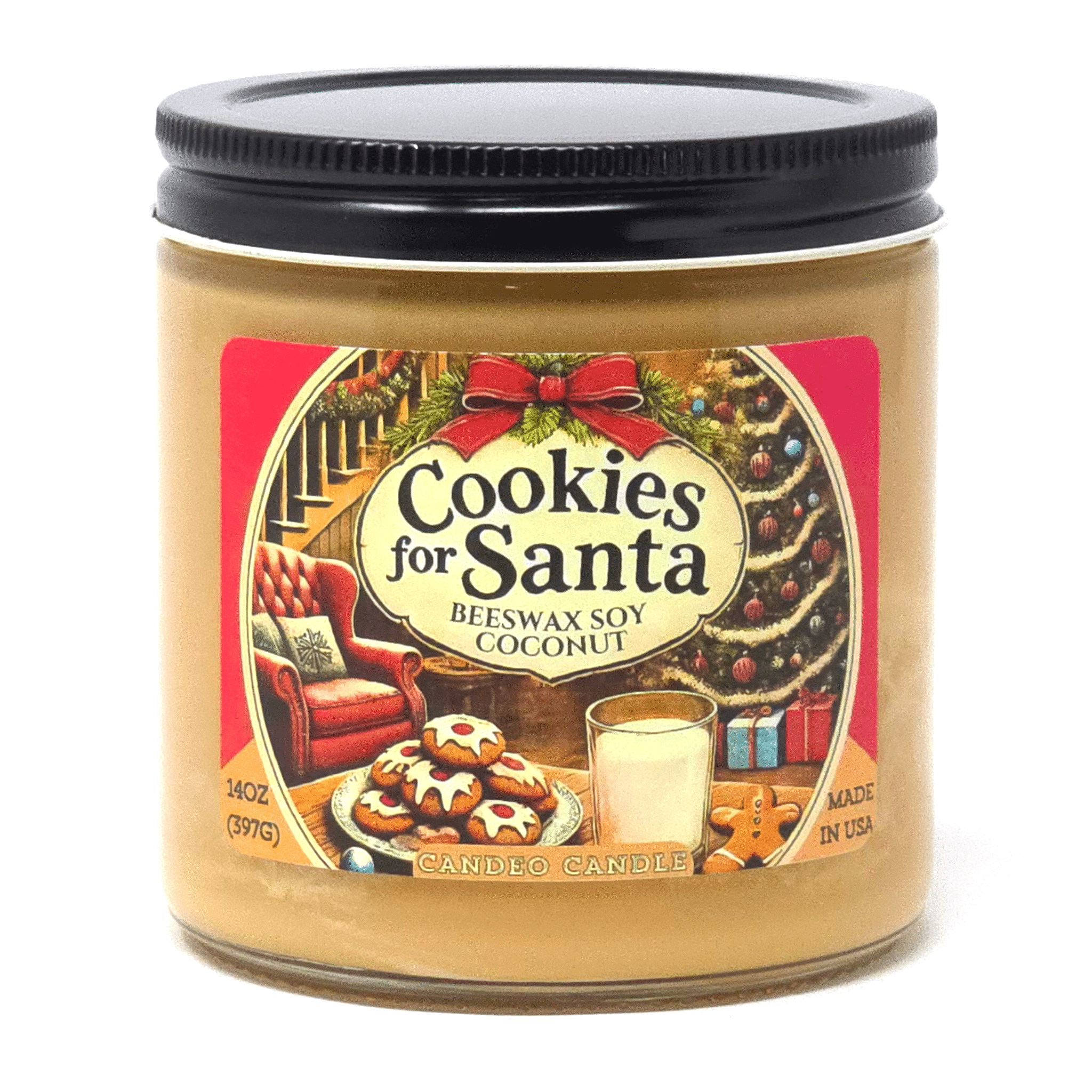 Cookies for Santa 14oz Soy Candle Jar – Handcrafted Christmas Scented Candle