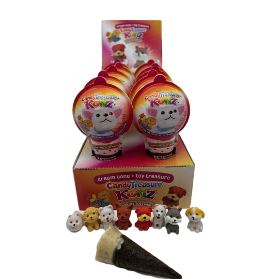 Candy Treasure Puppy Toy Surprise with Cookies n Cream Cone, 10 Count Tray