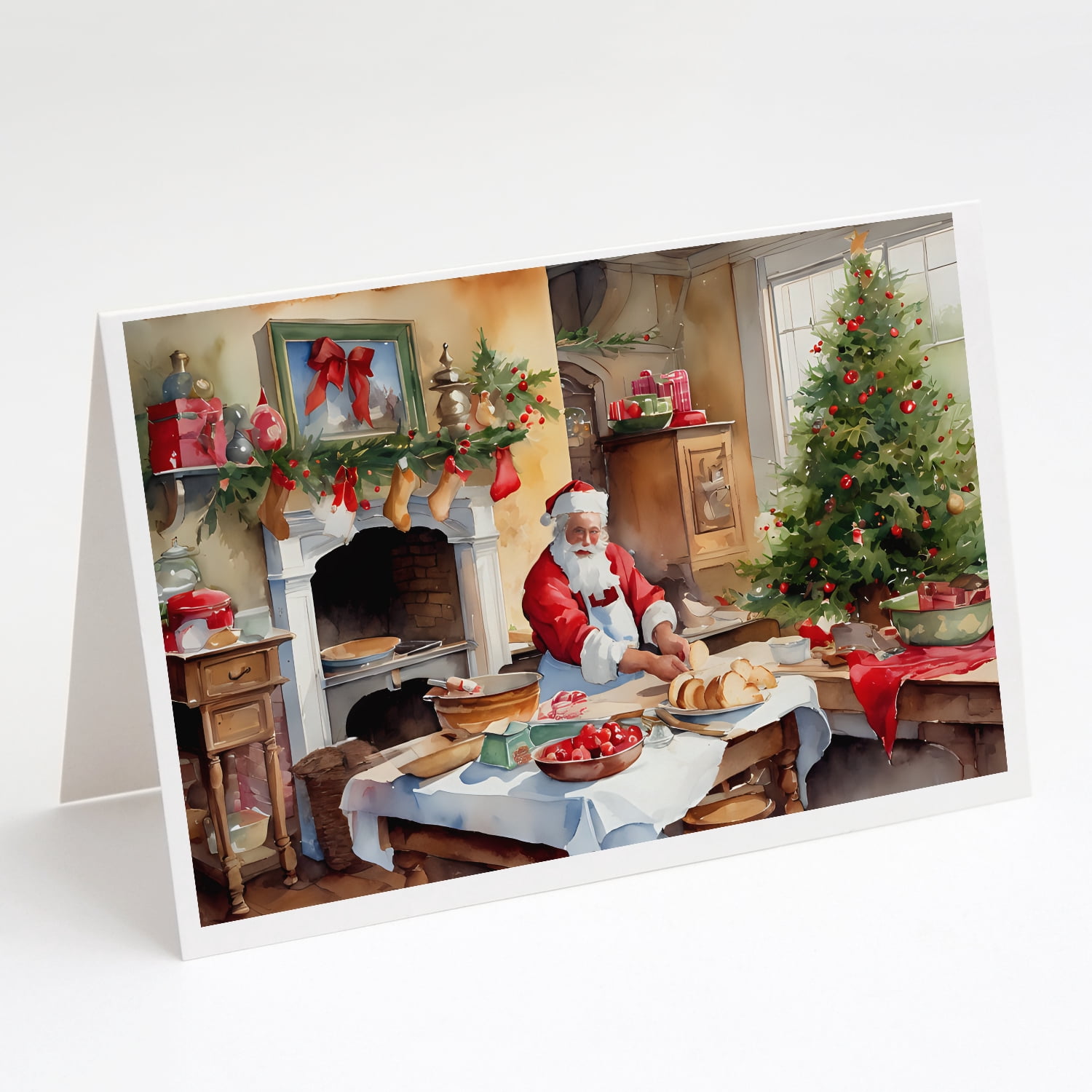 Cookies with Santa Claus Greeting Cards Pack of 8 7 in x 5 in