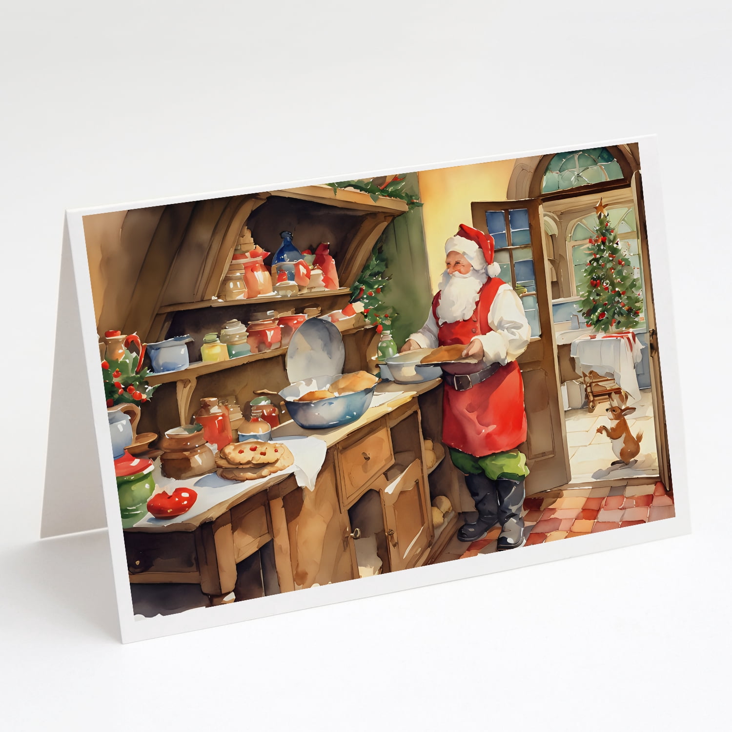 Cookies with Santa Claus Greeting Cards Pack of 8 7 in x 5 in