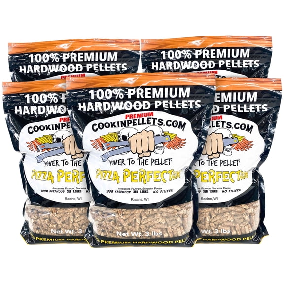 CookinPellets Pizza Perfection Wood Pellets for Indoor & Outdoor Smoker, 3Lb Bag, 5 Pack