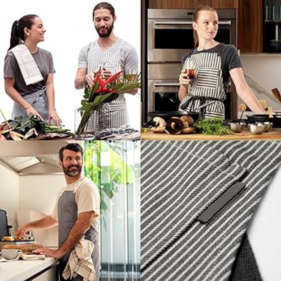Cooking Apron with Pockets, Cross Back Apron Professional Chef Aprons for Men & Women,Conscious Cotton
