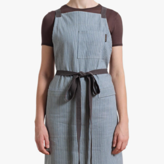 Cooking Apron with Pockets, Cross Back Apron Professional Chef Aprons for Men & Women, Eco-Conscious Upcycled Cotton