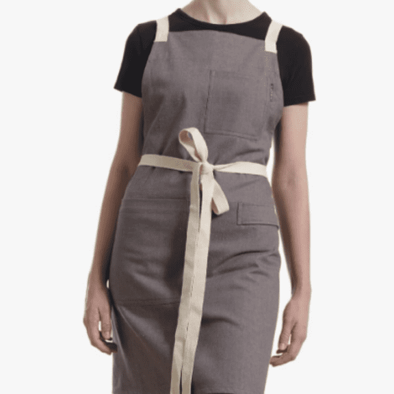 Cooking Apron with Pockets, Cross Back Apron Professional Chef Aprons for Men & Women, Eco-Conscious Upcycled Cotton