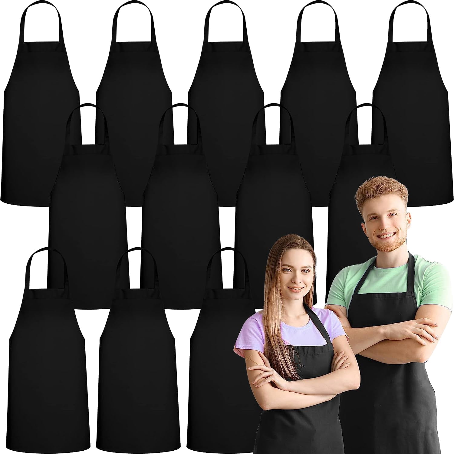 Cooking Aprons Chef - 12 Pack Waterproof Heavy Duty for Kitchen Restaurant Grilling