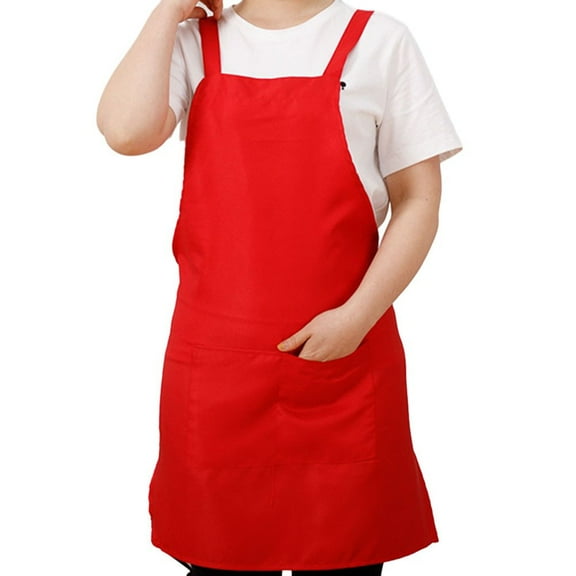 Cooking Aprons Chef Bib Apron Dress Kitchen Restaurant Waterproof With Pockets Red YIWEI