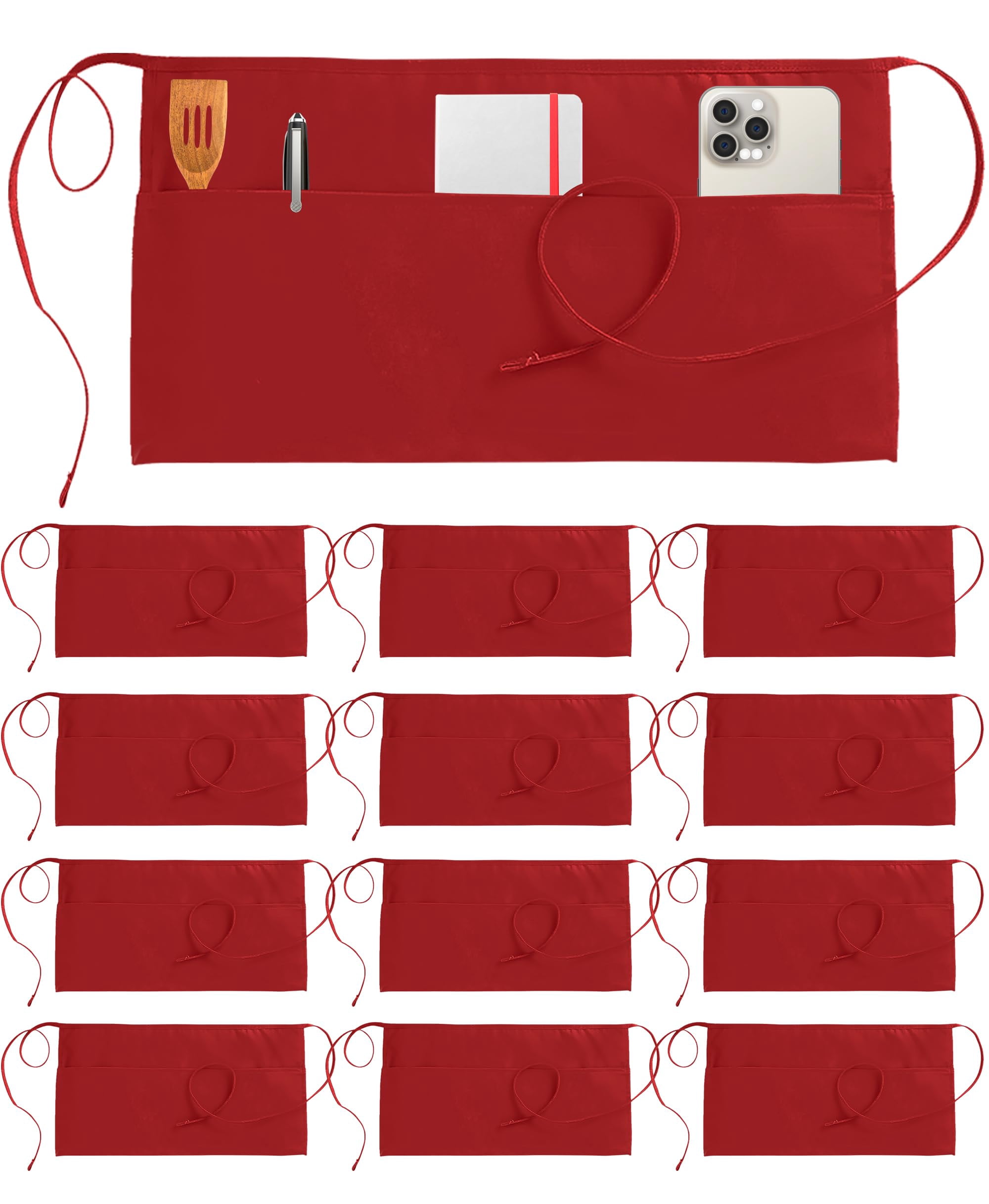 Cooking Aprons Red 24x12 Inches (Pack of 12)