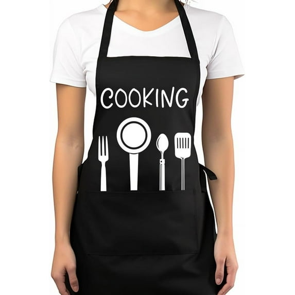 Cooking Aprons for Women with 2 Pockets,Baking Cute Apron,Kiss The Cook And Bring Me A Wine, Mothers Day