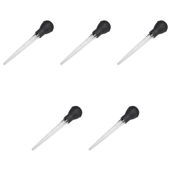 Cooking Baster Set of 5 with Clear Tapered Tubes, Visible Reference Lines, and Flexible Bulbs for Oven Roasting of Turkey and Chicken