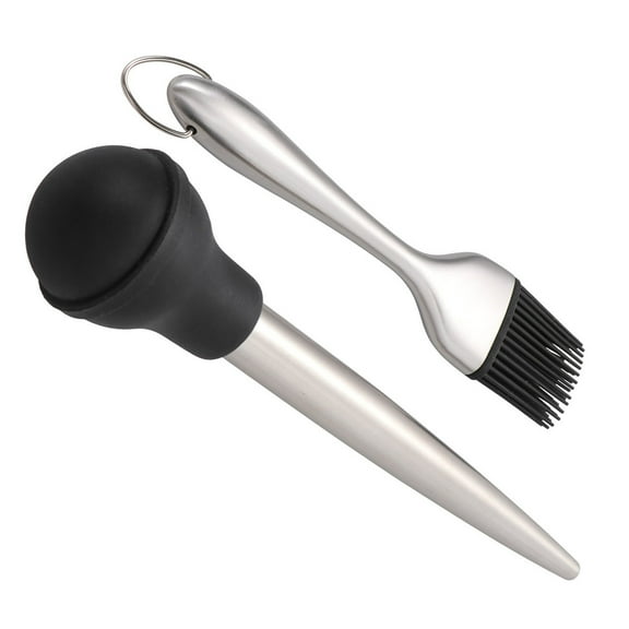 Cooking Baster Turkey Stainless Steel Droppers for Oils Grease Brush Seasoning Pump Drip Tube
