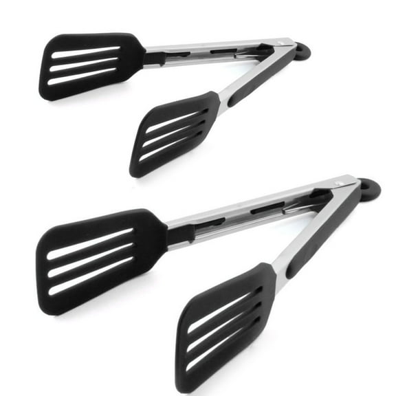 Cooking Clamp, Stainless Steel Kitchen Silicone Service Clamp,Heat-resistant Meat Turning Machine Spatula Clamp,With Locking Handle Connector.
