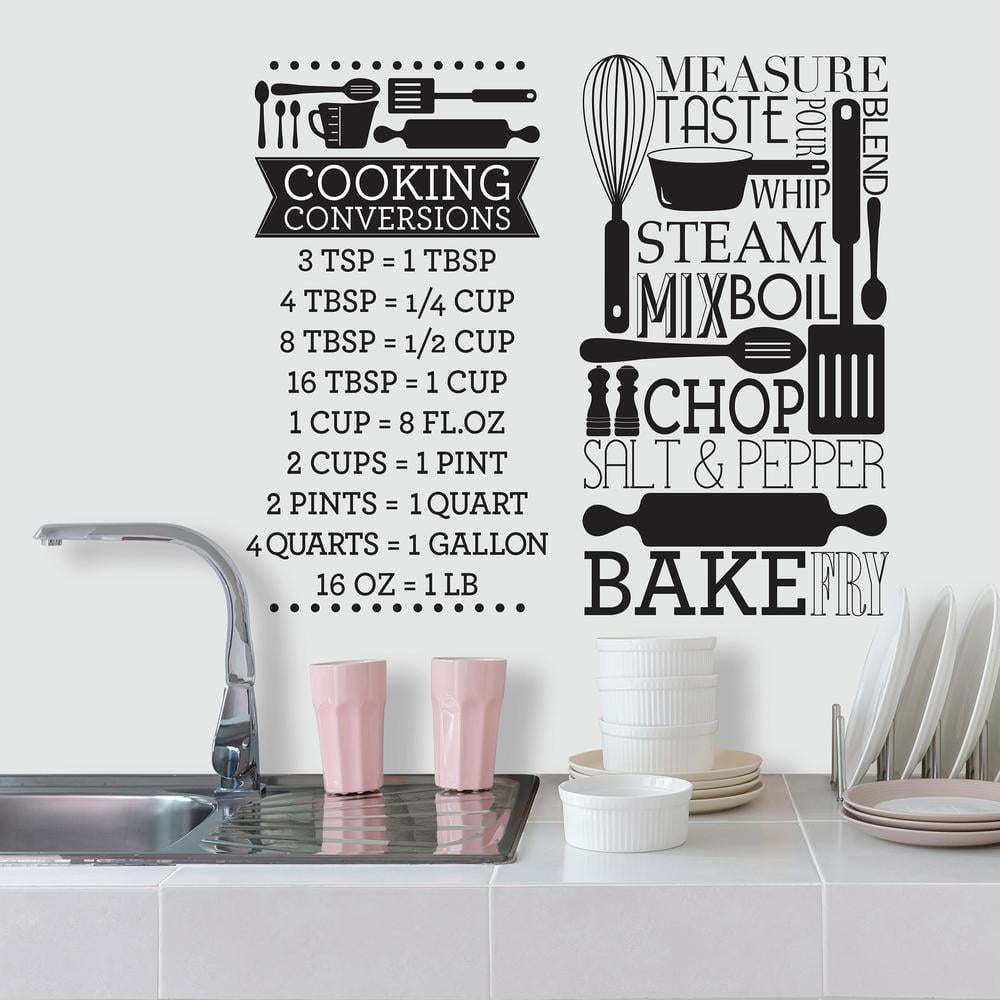 Black and White Vinyl Cooking Conversion Wall Decals