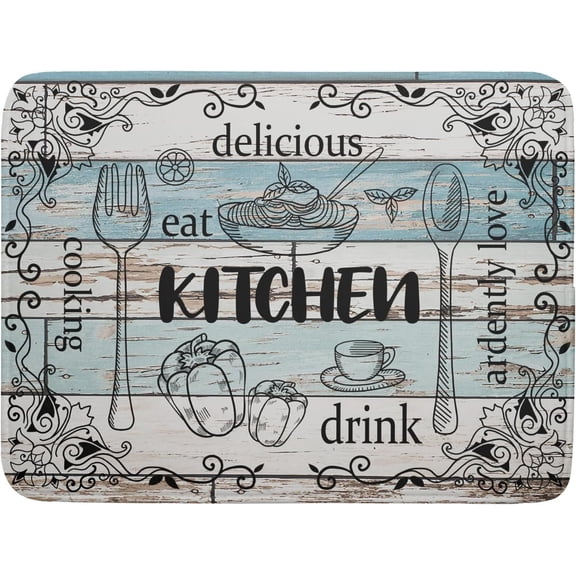 Cooking Dish Drying Mats for Kitchen Counter 18x24 inch Teal Blue Wood Board Absorbent Microfiber Dishes Pad Farmhouse Rustic Dish Drying Mats for Kitchen Accessories Dish Drainer Mat Pad Washable