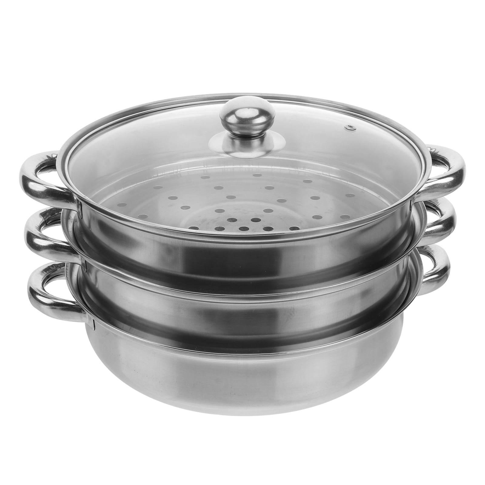 Raindrops Stainless Steel Multi-Purpose Pot with Steam Cooker Function for Kitchen Use 28cm Silver