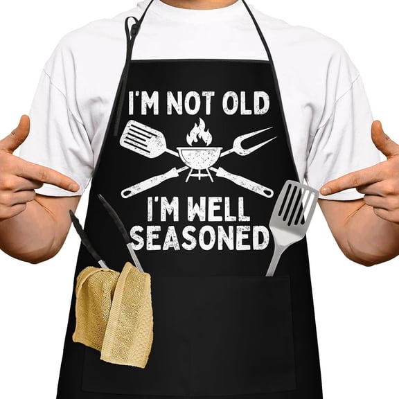Cooking Grill Aprons for Men, Funny Chef Fathers Day Gifts from Daughter Son Birthday Christmas BBQ Grilling Gifts