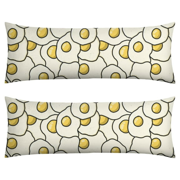 Cooking Inspired Body Pillow Case 20x54 - Food Print Long Pillow Cover with Invisible Zipper - Soft & Breathable Fabric for Maternity/Office Use - Eggshell & Chick Motif Machine Washable