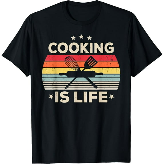 Cooking Is Life For Girls Women Men Boys Chef Cook Vintage T-Shirt