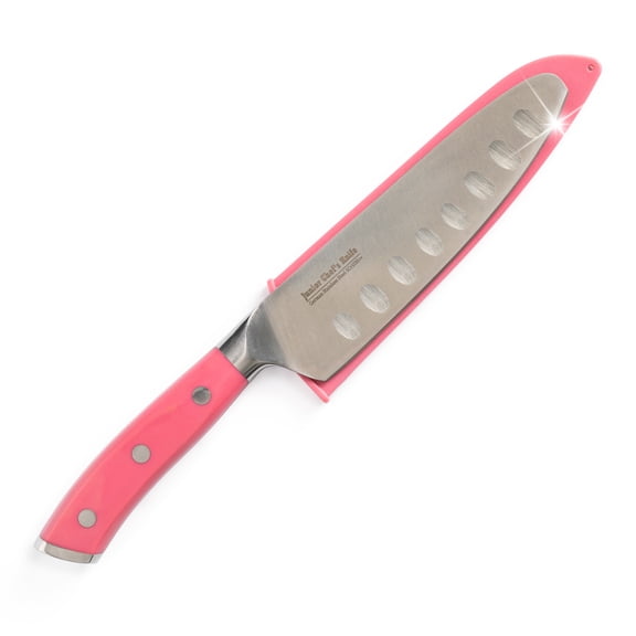 Cooking with Kids - Junior Chef's Knife for Kids - (CORAL) Full Tang, Tapered Demi-Bolster Design, High Performance German Stainless Steel: Real Cooking Tools for Children