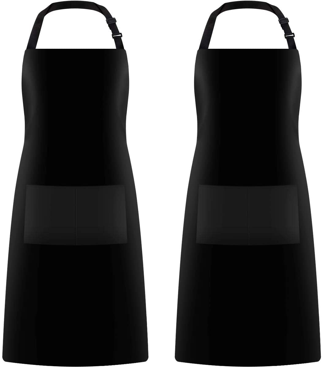 Chef's Work Utility Adult Kitchen Aprons, 2Pack Adjustable Black