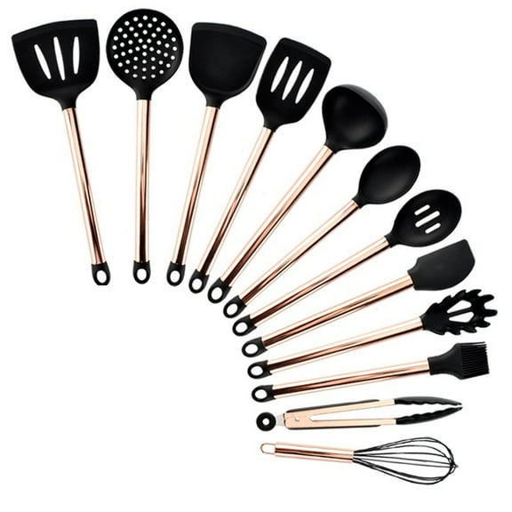 Cooking Kitchen Utensils Set Copper Plated Handle Silicone Kitchenware