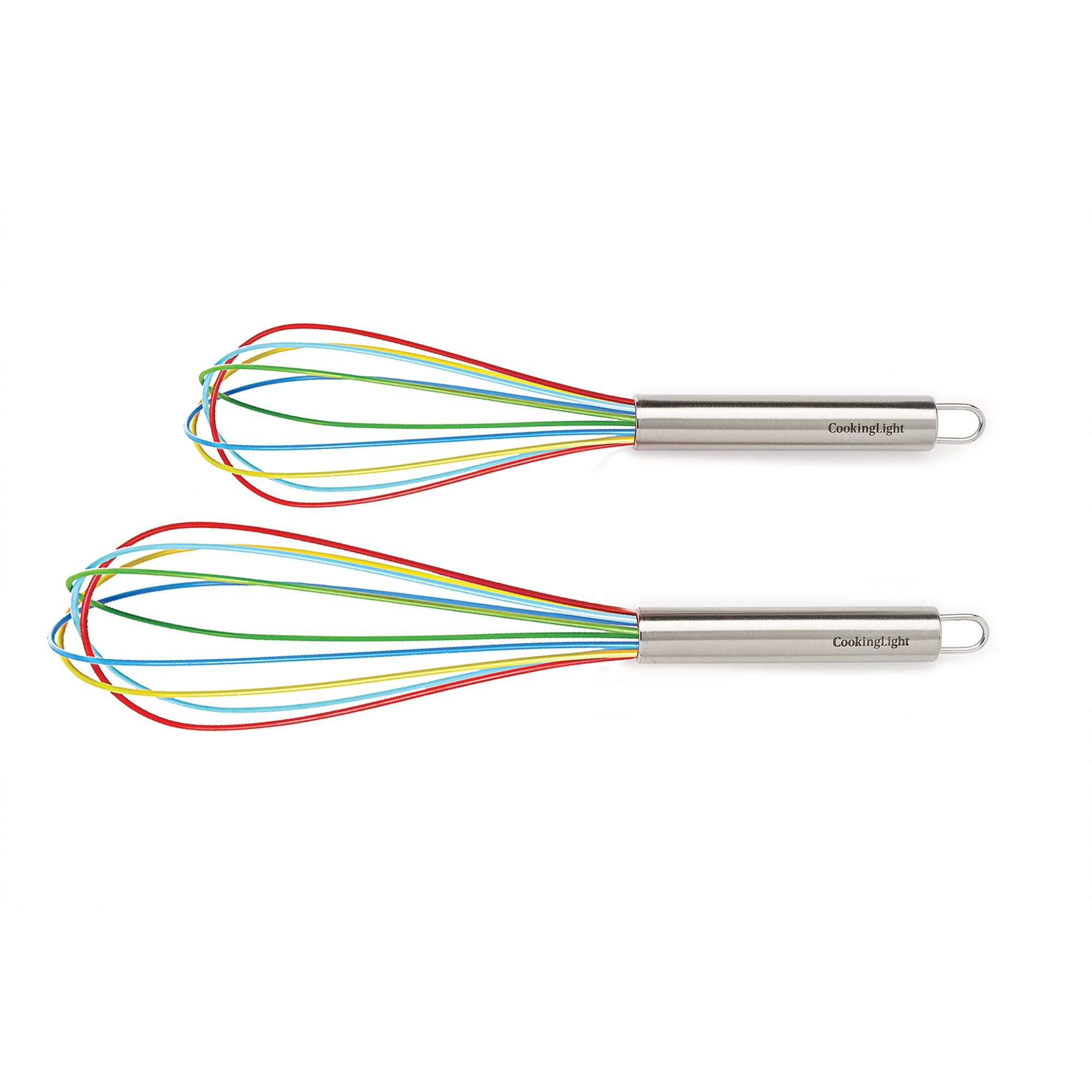 Cook with Color Silicone Whisks for Cooking, Stainless Steel Wire Whisk Set of Two - 10” and 12”, Heat Resistant Kitchen Whisks, Balloon Whisk for