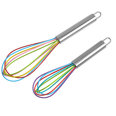 Cooking Light 2 Piece Silicone Whisk Set Multicolor Kitchen Tools, 10 Inches + 8 Inches