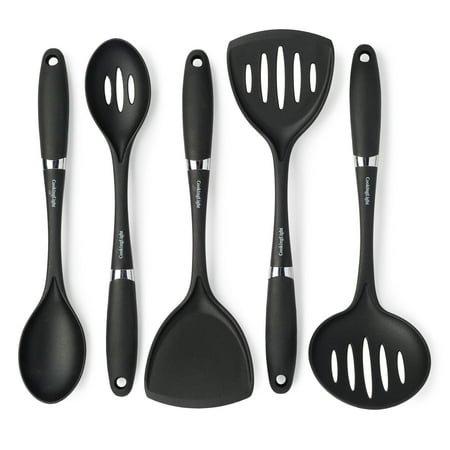 Cooking Light 5 Piece Nylon Kitchen Utensil Set, Black