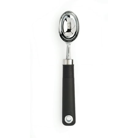 Cooking Light Stainless Steel Ice Cream Scoop with Comfortable Soft Grip Handle, 9"x1.6", Black