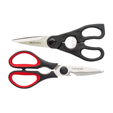 Cooking Light Stainless Steel Kitchen Shears Set, 2 Piece, Black and Red