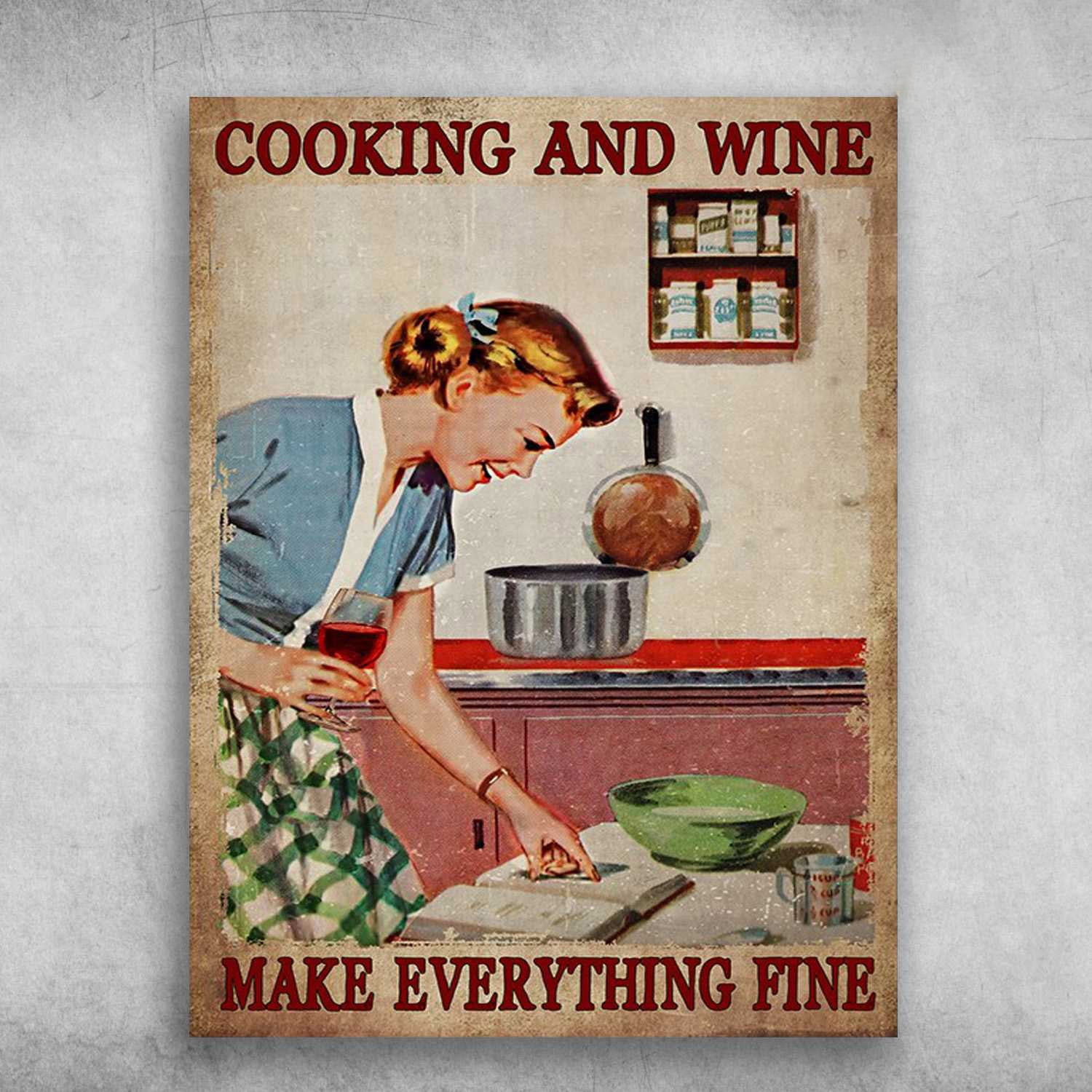 Cooking Lover, Girl Drinks Wine - Cooking And Wine, Make Everything ...