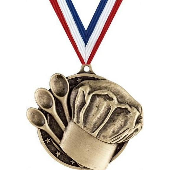 Cooking Medals, 2" Gold Diecast Cooking Medal Award 5 Pack