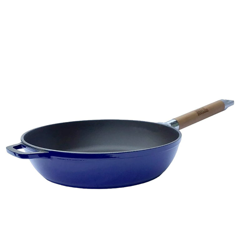 Cooking Pan Cast Iron Frying Pan with Removable Handle (blue enamel)  Kitchen Pan Cookware 11 (28 cm)