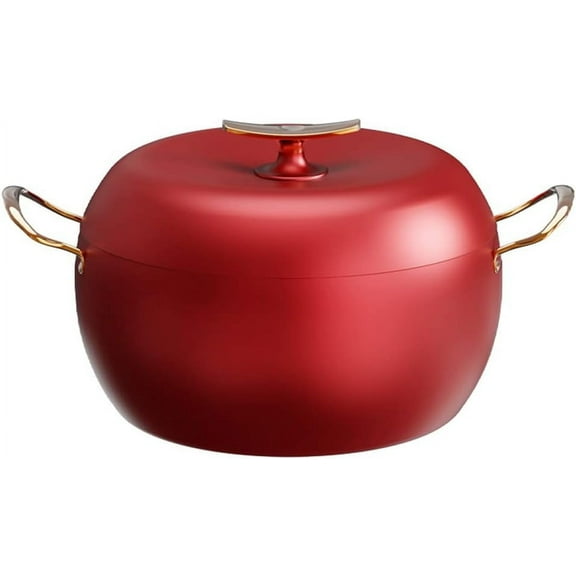 Cooking Pot, Soup pot 6L 26cm Apple Shape Enameled Cast Iron Dutch Oven with Dual Handle Suitable for All stoves, Saucepan Grill Pan Induction Cooker Gas, Kitchenware